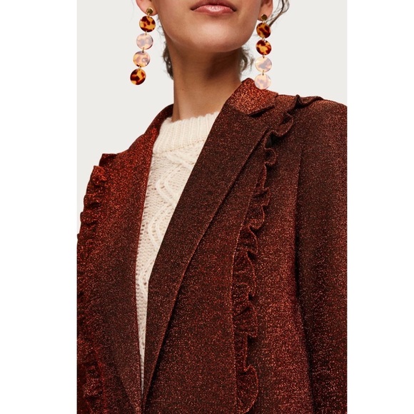 NEW SCOTCH & SODA METALLIC RUFFLED BLAZER - Picture 3 of 10